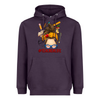 Plum messy bun teacher life Heavyweight Hoodie - RanaPortraitStore
