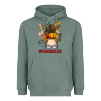 Sage messy bun teacher life Heavyweight Hoodie - RanaPortraitStore