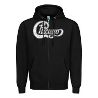 Black chicago retro styled faded design Zipper Hoodie - linhVisuals
