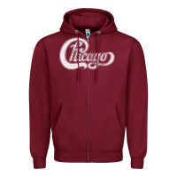 Burgundy chicago retro styled faded design Zipper Hoodie - linhVisuals