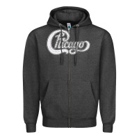 Charcoal Heather chicago retro styled faded design Zipper Hoodie - linhVisuals