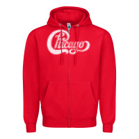 Red chicago retro styled faded design Zipper Hoodie - linhVisuals