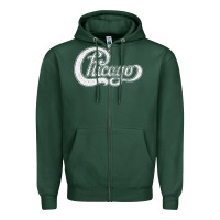 Sports Green chicago retro styled faded design Zipper Hoodie - linhVisuals