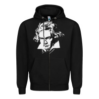 Black beethoven Zipper Hoodie - linhVisuals