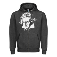 Charcoal Heather beethoven Zipper Hoodie - linhVisuals