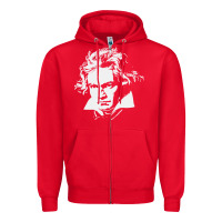 Red beethoven Zipper Hoodie - linhVisuals