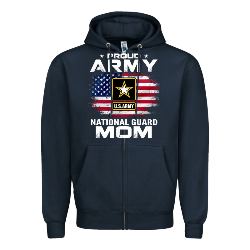 Proud Army National Guard Mom With American Flag Gift Pullover Hoodie Zipper Hoodie by linhVisuals | Teevron