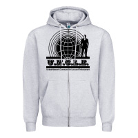 Heather Grey the man from uncle Zipper Hoodie - linhVisuals