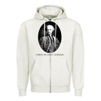 Oatmeal Heather comte de saint germain occultist philosopher Zipper Hoodie - linhVisuals