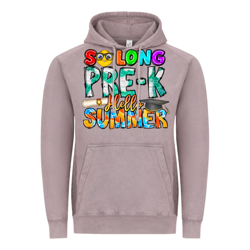 So Long Pre K Hello Summer Vintage Hoodie by CowhideDigitalArt | Teevron