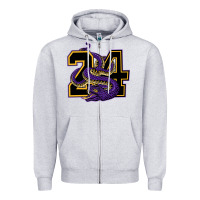 Heather Grey Mamba #24 Zipper Hoodie - linhVisuals