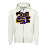 Oatmeal Heather Mamba #24 Zipper Hoodie - linhVisuals