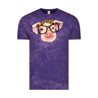 Cloud Purple sunflowers with pig Vintage Tee - RanaPortraitStore