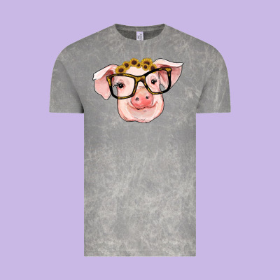 Sunflowers With Pig Vintage Tee Designed By Ranaportraitstore