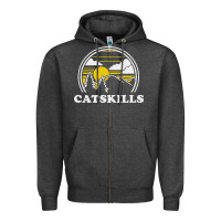 Charcoal Heather catskills new york vintage Zipper Hoodie - linhVisuals