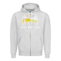 Dove Grey catskills new york vintage Zipper Hoodie - linhVisuals