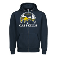 Navy catskills new york vintage Zipper Hoodie - linhVisuals