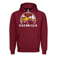 Burgundy catskills new york vintage Zipper Hoodie - linhVisuals