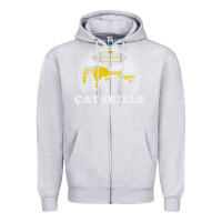 Heather Grey catskills new york vintage Zipper Hoodie - linhVisuals