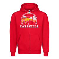 Red catskills new york vintage Zipper Hoodie - linhVisuals