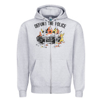Heather Grey defund the police Zipper Hoodie - linhVisuals