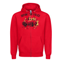 Red defund the police Zipper Hoodie - linhVisuals