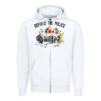 White defund the police Zipper Hoodie - linhVisuals