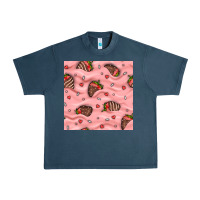 Midnight Navy valentines day strawberries in cream seamless pattern Urban Heavy Tee - BundleAndBundleShop