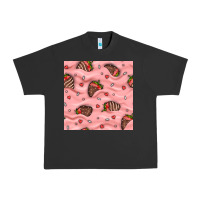 Pigment Black valentines day strawberries in cream seamless pattern Urban Heavy Tee - BundleAndBundleShop