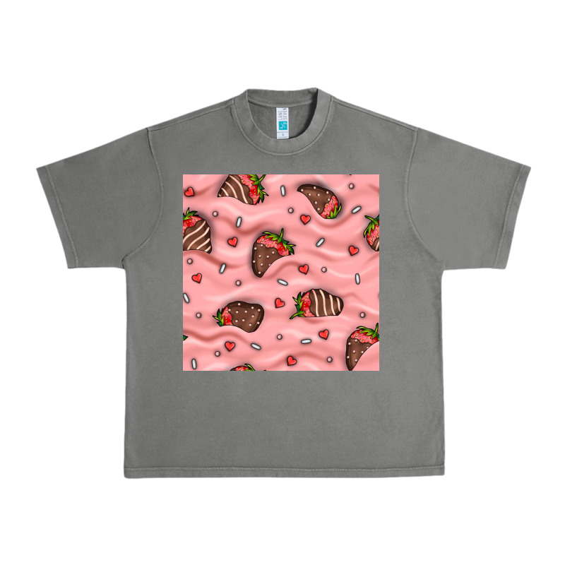 Valentines Day Strawberries In Cream Seamless Pattern Urban Heavy Tee by BundleAndBundleShop | Teevron