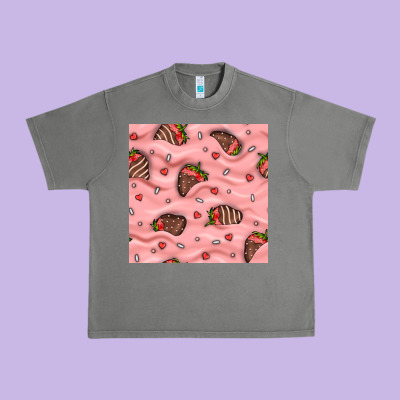 Valentines Day Strawberries In Cream Seamless Pattern Urban Heavy Tee Designed By Bundleandbundleshop