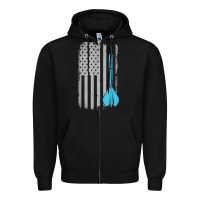Black throwing darts   vintage usa american flag for dart players t shirt Zipper Hoodie - linhVisuals