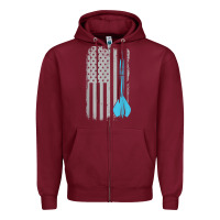 Burgundy throwing darts   vintage usa american flag for dart players t shirt Zipper Hoodie - linhVisuals