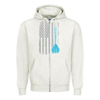 Oatmeal Heather throwing darts   vintage usa american flag for dart players t shirt Zipper Hoodie - linhVisuals