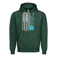 Sports Green throwing darts   vintage usa american flag for dart players t shirt Zipper Hoodie - linhVisuals
