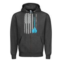 Charcoal Heather throwing darts   vintage usa american flag for dart players t shirt Zipper Hoodie - linhVisuals