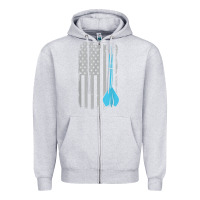 Heather Grey throwing darts   vintage usa american flag for dart players t shirt Zipper Hoodie - linhVisuals