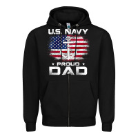 Black u.s navy proud dad with american flag gift veteran day t shirt Zipper Hoodie - linhVisuals