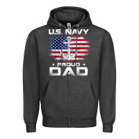 Charcoal Heather u.s navy proud dad with american flag gift veteran day t shirt Zipper Hoodie - linhVisuals