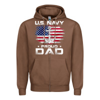 Chestnut u.s navy proud dad with american flag gift veteran day t shirt Zipper Hoodie - linhVisuals