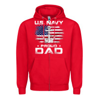Red u.s navy proud dad with american flag gift veteran day t shirt Zipper Hoodie - linhVisuals