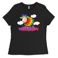 Black rainbow sheep pride Ladies Tee - FaDigitalArtStudio