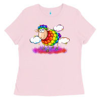 Bubblegum Pink rainbow sheep pride Ladies Tee - FaDigitalArtStudio