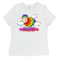 White rainbow sheep pride Ladies Tee - FaDigitalArtStudio