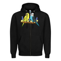 Black cute budgies Zipper Hoodie - linhVisuals