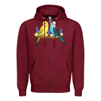 Burgundy cute budgies Zipper Hoodie - linhVisuals