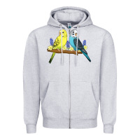 Heather Grey cute budgies Zipper Hoodie - linhVisuals