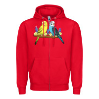 Red cute budgies Zipper Hoodie - linhVisuals