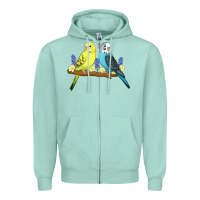 Seafoam cute budgies Zipper Hoodie - linhVisuals