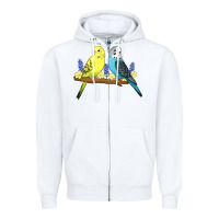 White cute budgies Zipper Hoodie - linhVisuals
